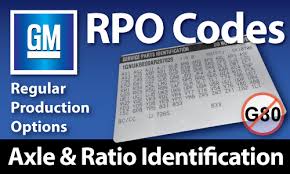 Gm Rpo Codes Axle Ratio Identification West Coast