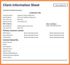 Client Information Sheet Template Excel Equipped With New Accounting