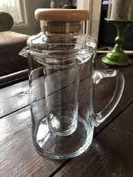 Vintage Winsome Wood Glass Pitcher With