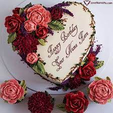 flowers heart birthday cake images free