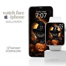Black Cat Apple Watch Phone Wallpaper
