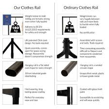 The rack features a double rail design with an easy expansion vertically to 5,9ft and horizontally to 6,2ft for both rail. 6ft White Heavy Duty Clothes Rail Displaysense