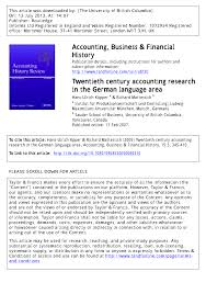 Pdf Twentieth Century Accounting Research In The German