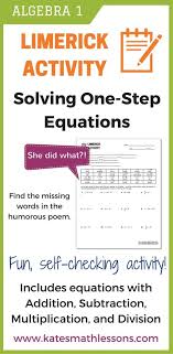 solving one step equations fun activity