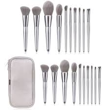 10pcs elegant silver makeup brushes