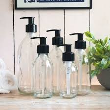 Large Clear Glass Sirop Bottles Black