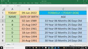 age calculation from dob in excel