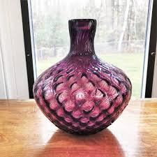 Vintage Purple Glass Vase Textured