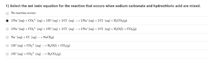 Select The Net Ionic Equation For