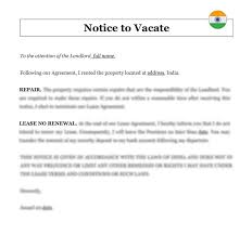 notice to vacate letter in india