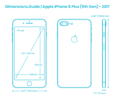 How much free space does a 64gb iphone 8 have? Apple Iphone 8 Plus 11th Gen 2017 Dimensions Drawings Dimensions Com