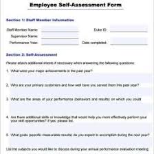 Self Assessment Form For Employees 15519600037 Self Evaluation