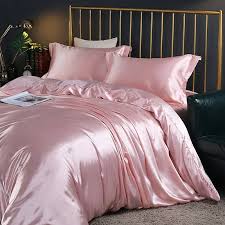 silk pink bedding set women bed sheet