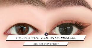 makeup hack to fake a double eyelid
