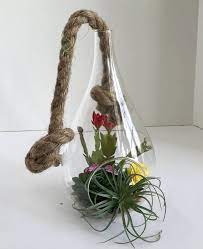 Hanging Glass Vase With Artificial