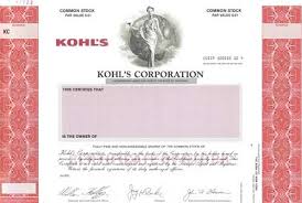 Kohls Corporation Specimen Stock Certificate