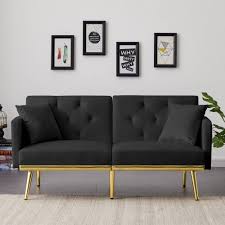 velvet upholstered futon sofa bed