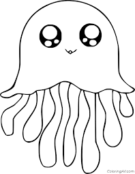 1) if you have javascript enabled you can click the print link in the top half of the page and it will automatically print the coloring page only and ignore the advertising and navigation at the top of the page. Jellyfish Coloring Pages Coloringall