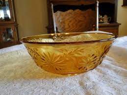 Vintage Amber Glass Serving Bowl Large