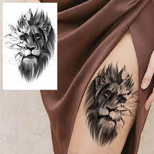 Tatouages temporaires réalistes de cuisse de Lion pour femmes et hommes  adultes, faux tatouage autocollant de croix de pivoine de Lion, papier de  décoration d'art corporel | AliExpress