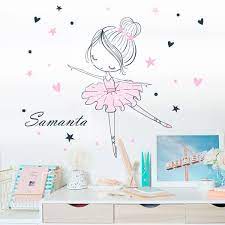 Ballerina Girl With Name Kids Wall Sticker