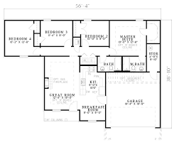 Plan 61287 One Story Style With 4 Bed