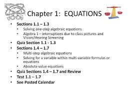 Ppt Chapter 1 Equations Powerpoint