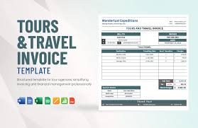 tour and travel invoice template in