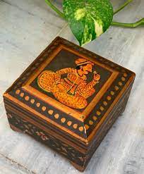 vine wooden box indian royal painted