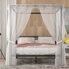 Jins Vico Metal Framed Canopy Bed For
