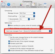 set default email address in mail