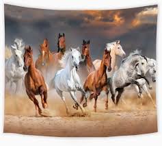 Nosbei Horses Tapestry Wall Hanging