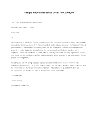 Free Recommendation Letter For Colleague Templates At
