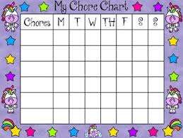 Unicorn Themed Childrens Chore Chart And Cards Behavior Management