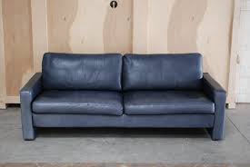 vintage conseta blue leather sofa from