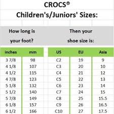 Crocs Shoes Size Chart