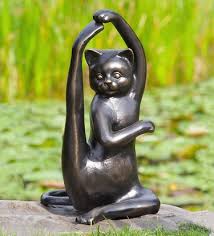 Stretching Yoga Cat Garden Statue Only