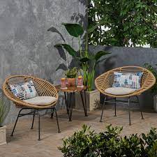 Aleah Outdoor Woven Faux Rattan Chairs