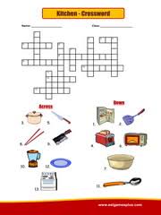 kitchen crossword puzzle worksheet