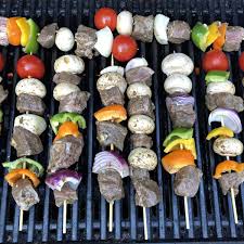 beef kabobs in the oven or grill with