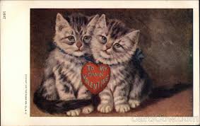 Kitten with heart valentines vector. Two Kittens With A Valentine Animals