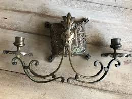 Candle holder that is custom handcrafted in wrought iron with beautiful matching screws for support and accent. Antique French Candle Sconce Bronze Candelabra Wall Mounted Etsy