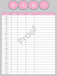 Baby Girl Feeding Schedule Pdf Printable Template New