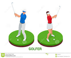 Isometric Golfer Sport Design Elements Stock Vector