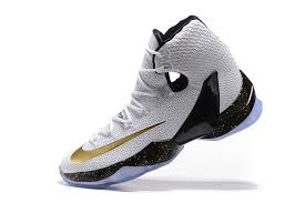 2016 Nike Lebron 13 White Black Gold Basketball Shoes