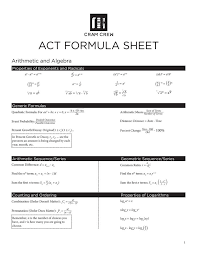 Looking For A Act Formula Sheet