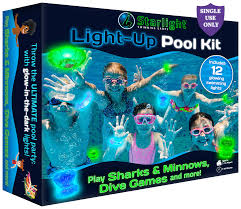 Starlight Swimming Games The Ultimate Pool Party Kit With Light Up Glow In The Dark Swimming Games And Pool Toys