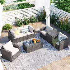 7 Piece Patio Wicker Sofa Set Yahoo