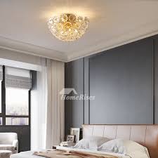 Led Crystal Light Fixtures Ceiling Dandelion Luxury Copper Bedroom Art Round Transparent Gold Brass G9