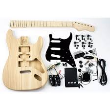 guitar kit st style black sw ash